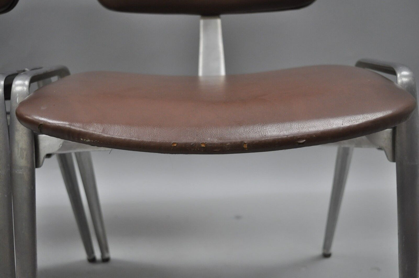 Mid Century Modern Cast Aluminum Stacking Side Chairs by Crucible (D) - a Pair