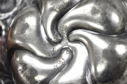 Antique Homan Silver Plated Art Nouveau Round Scalloped Floral Repousse Nut Dish