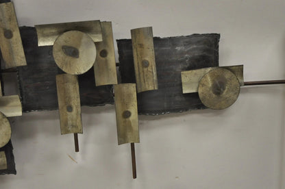 Mid Century Modern Brutalist Steel Metal 48" Wall Sculpture after Curtis Jere