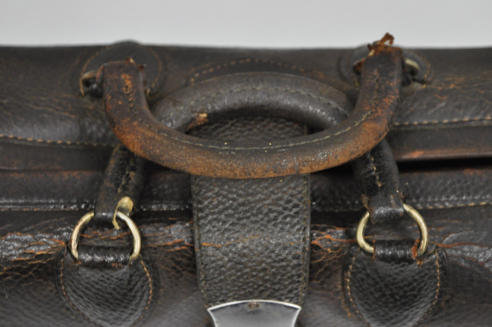 Vintage Art Deco Brown Cowhide Leather Doctor's Bag by Kruse