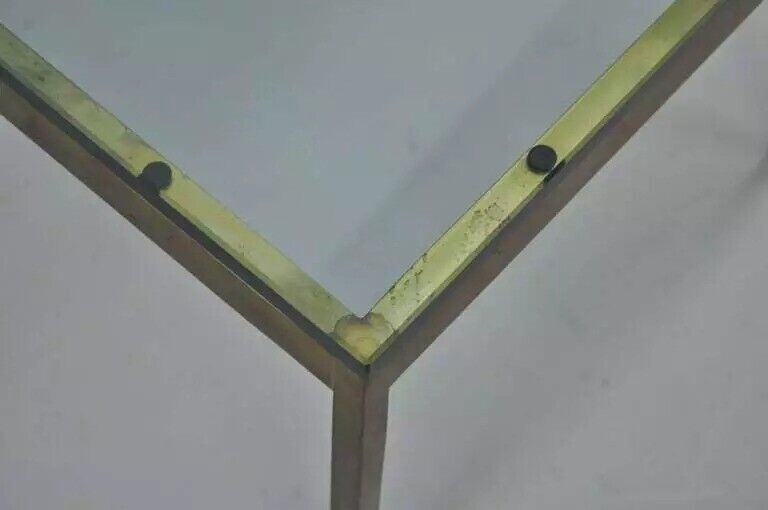 Mid Century Modern Burnished Brass Bronze Square Side Table by Scope Furniture