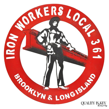 Iron Workers 361 Brooklyn & Long Island Hanging Wall Steel Black Metal Plaque