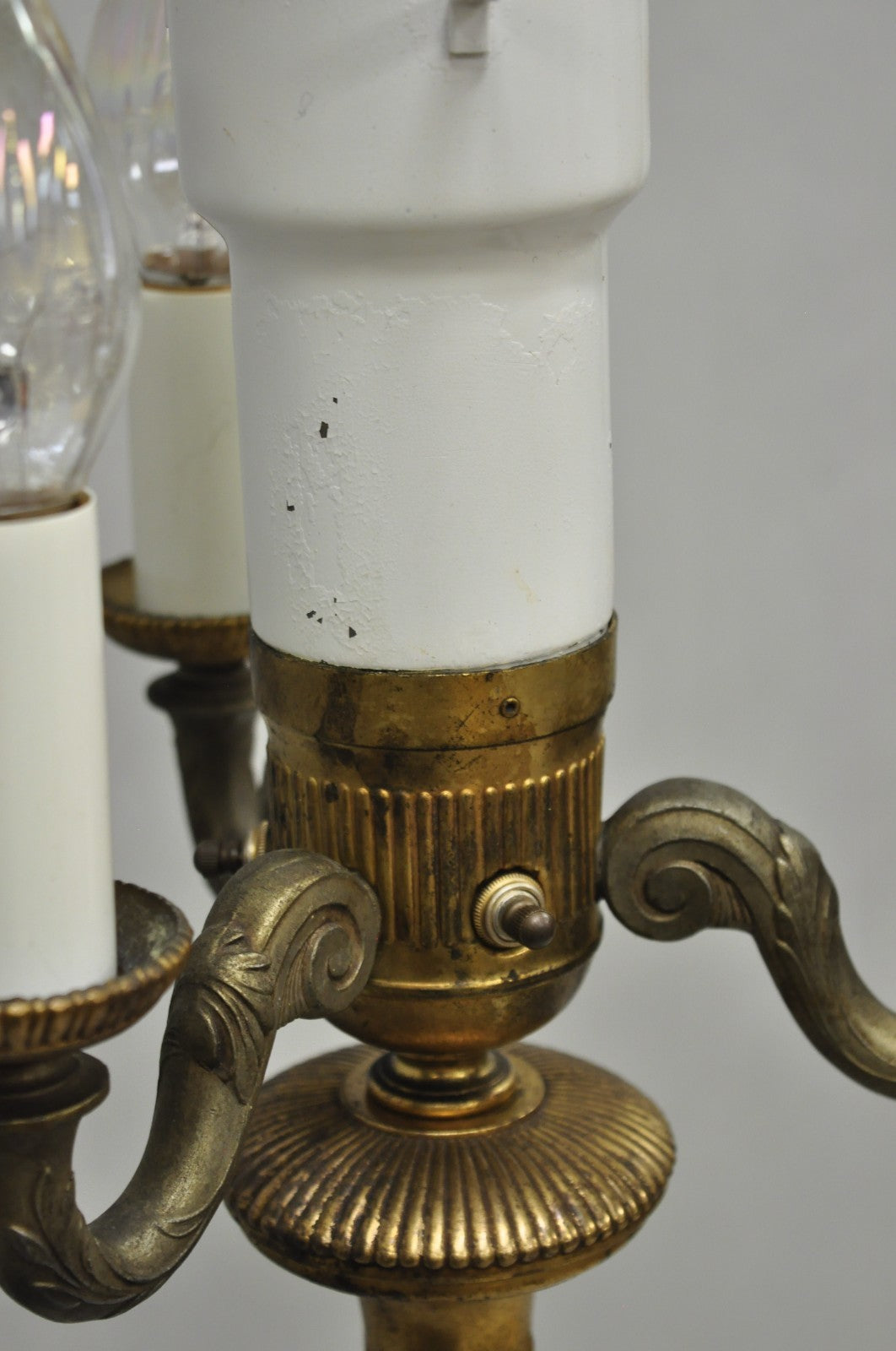 Antique Art Deco Brass & Green Onyx Pole Floor Lamp by Mutual Sunset Lamp Co.