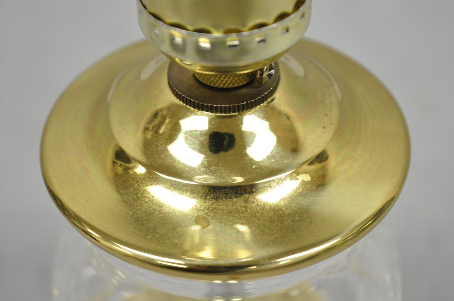 Waterford Style Small Petite Cut Glass Brass Boudoir Table Lamp by Great Creator