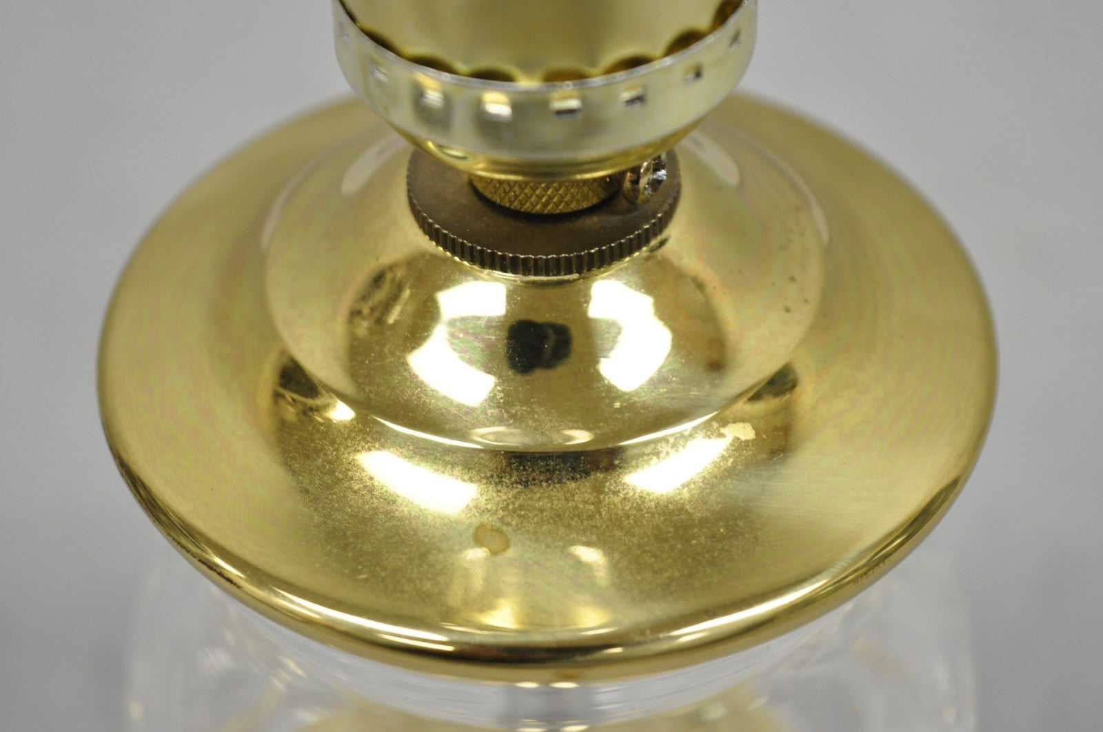 Waterford Style Small Petite Cut Glass Brass Boudoir Table Lamp by Great Creator