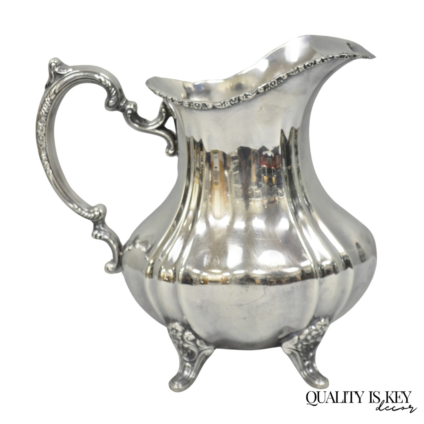 Vintage Lancaster Rose by Poole Victorian Silver Plated Bulbous Water Pitcher