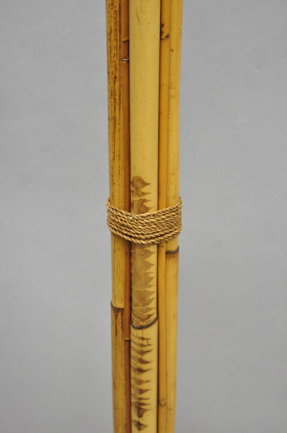 Vintage Mid Century Modern Wrapped Wooden Bamboo Tiki Room Pole Floor Lamp
