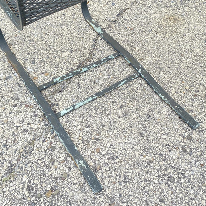 Mid Century Modern Wrought Iron Metal Mesh Cantilever Garden Patio Chair - Pair
