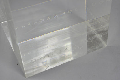Donna Karan "Chaos" Heavy Acrylic Lucite Cube Perfume Retail Pedestal Display