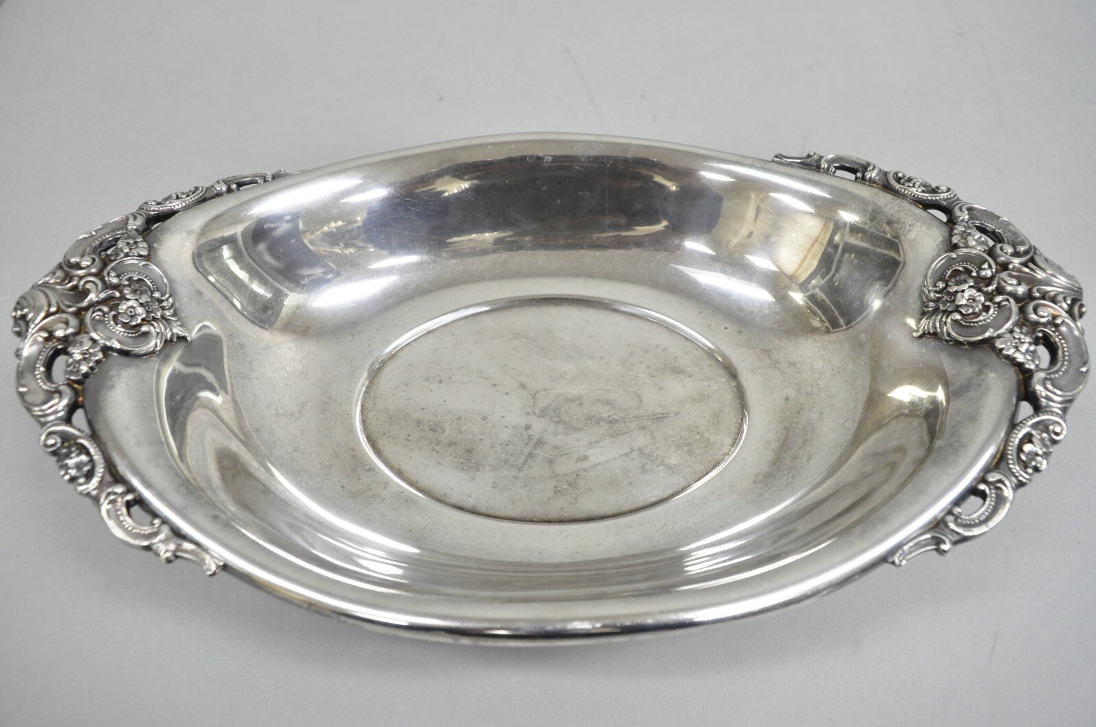 Vintage Baroque by Wallace Victorian Silver Plated Footed Centerpiece Fruit Bowl
