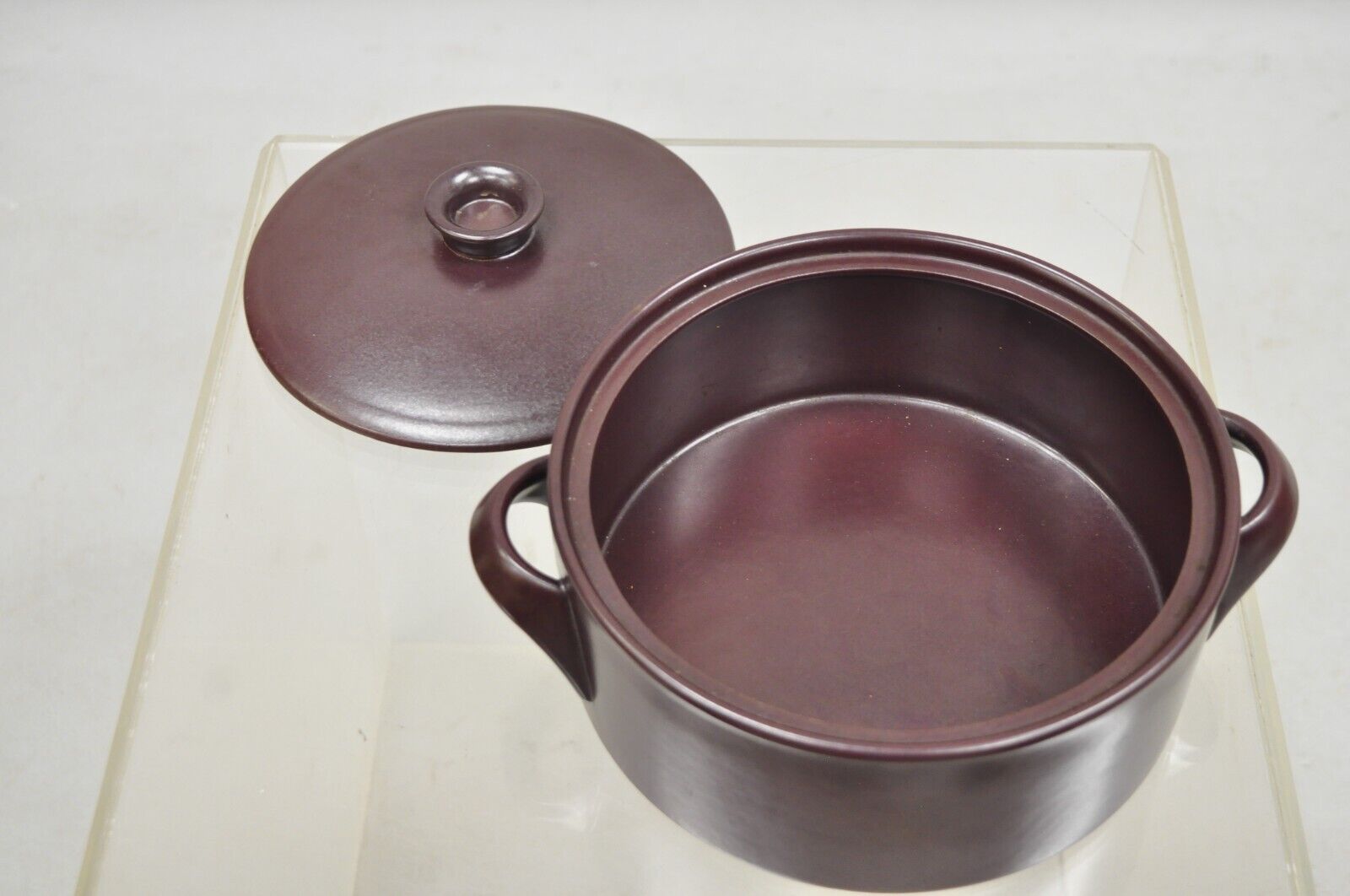 Mid Century Modern Gustavsberg Flameldfast Terma Brown Stoneware Covered Pot #6