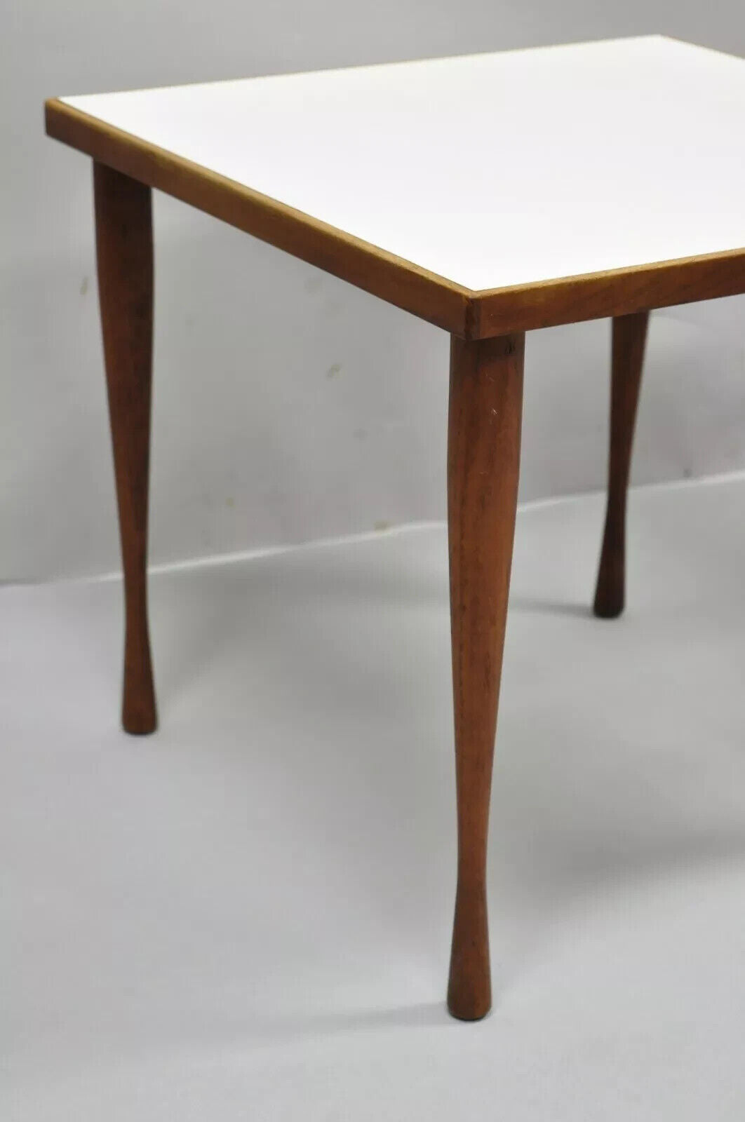 Hans C Andersen Danish Mid Century Modern Teak & Formica Snack Side Table - Pair