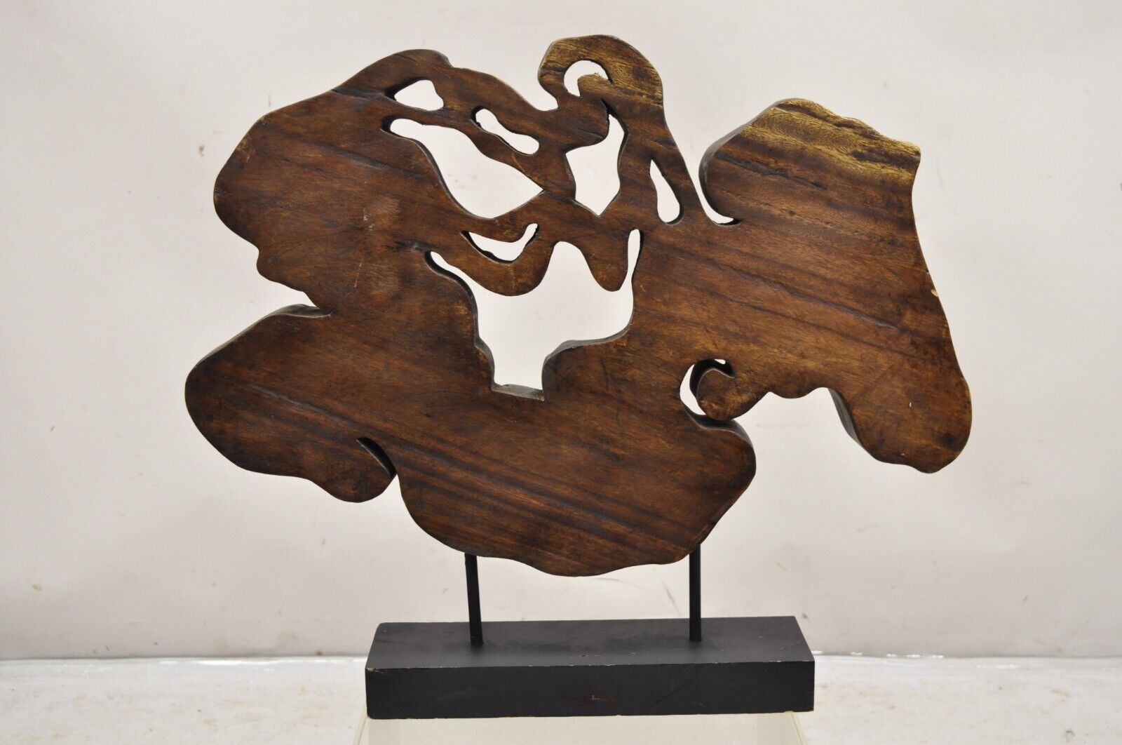 Organic Abstract Carved Teak Wood Large  Modernist Table Sculpture