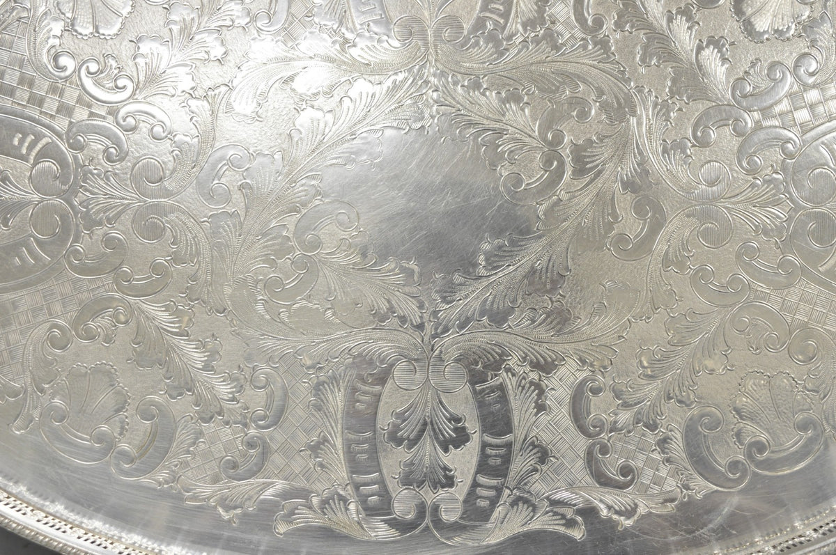 Vintage Viners of Sheffield Edwardian Silver Plated Raised Gallery Oval Tray