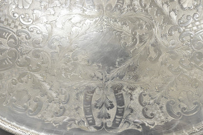 Vintage Viners of Sheffield Edwardian Silver Plated Raised Gallery Oval Tray