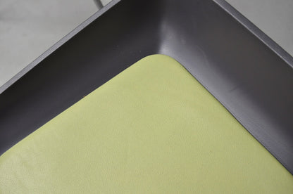 Turnstone by Steelcase Metal Scoop Barstool Stool w/ Green Cushion - Set of 3