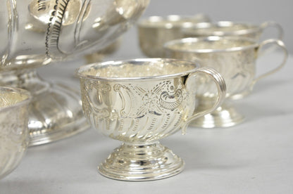 Vintage English Sheffield Kentshire Silver Plated Punch Bowl Set w 12 Footed Cup