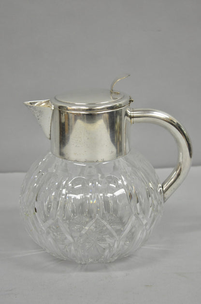 Victorian German Silver Plated Bulbous Cut Crystal Glass Lemonade Water Pitcher