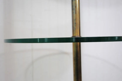 Vintage Queen Anne Style Solid Brass & Glass Occasional Floor Lamp Side Table