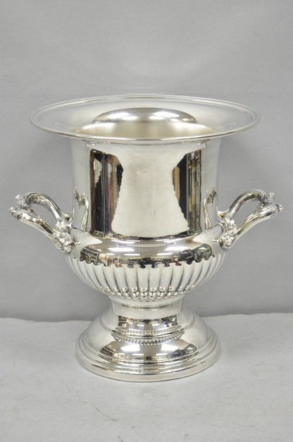 Vintage Regency Silver Plated Trophy Cup Urn Ribbed Champagne Chiller Ice Bucket