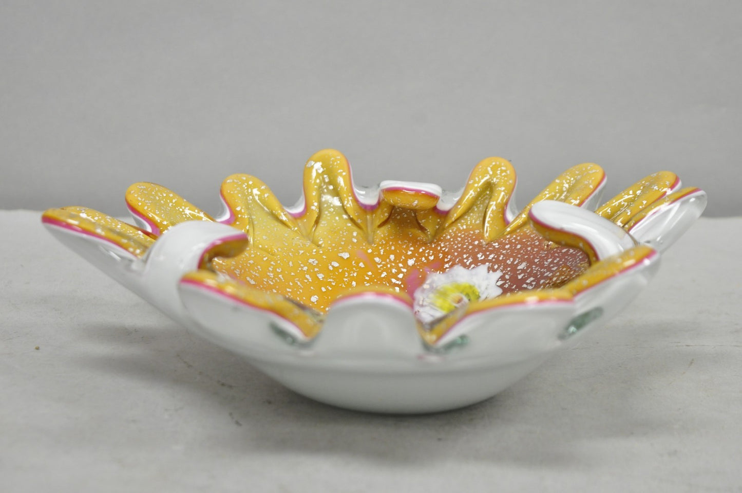 Vintage Murano Italian Art Glass Millefiori Clam Shell Candy Dish Bowl (A)