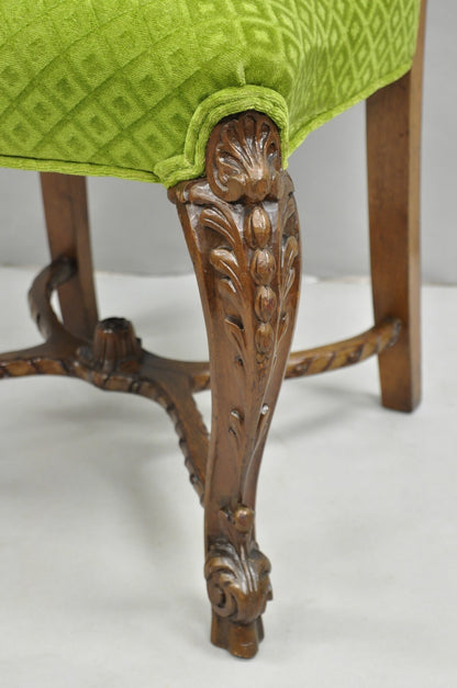 Antique French Rococo Revival Carved Walnut Dining Side Chairs - Set of 6