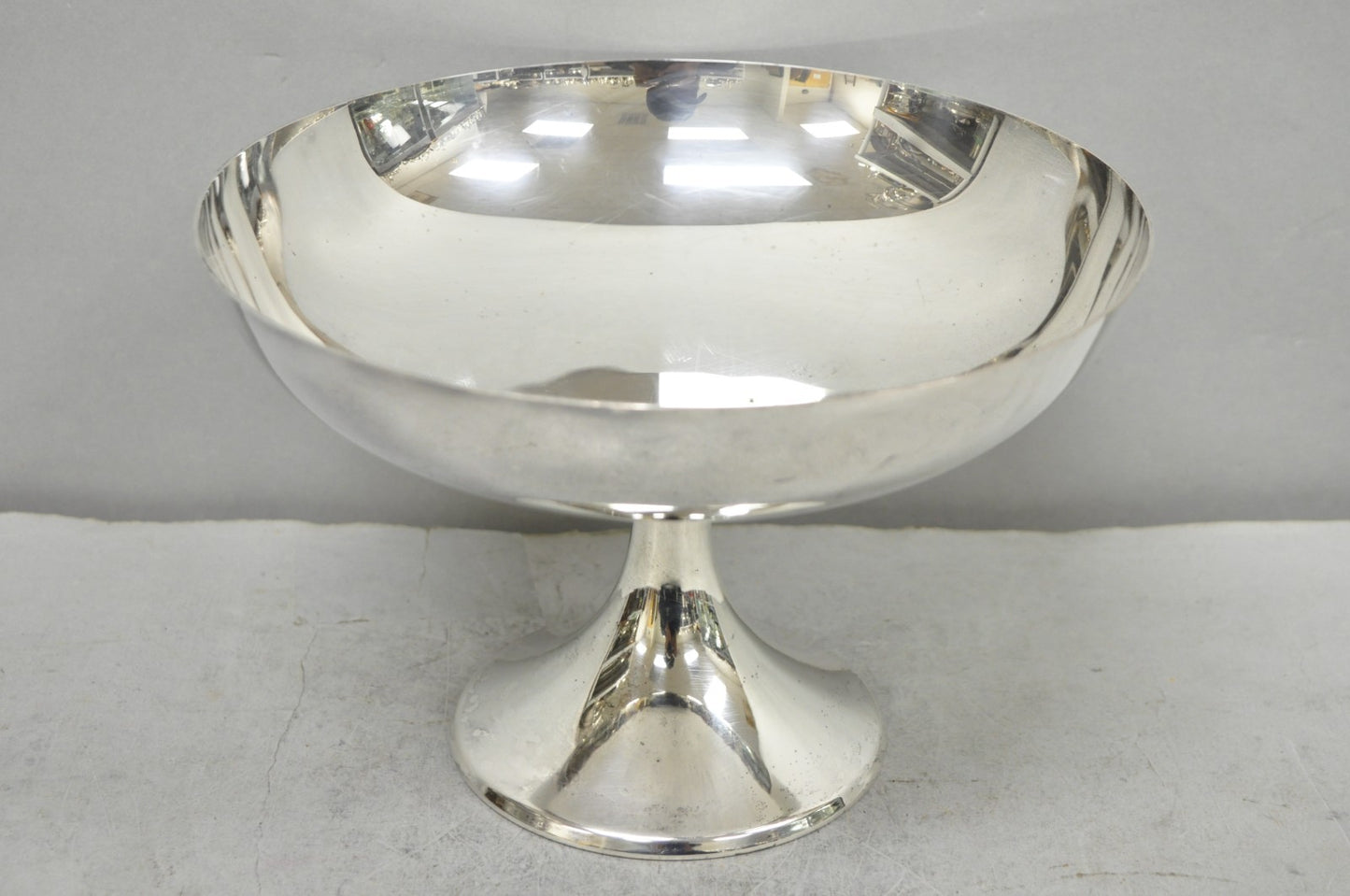 Vintage FB Rogers Mid Century Modern Silver Plated Pedestal Fruit Bowl Compote
