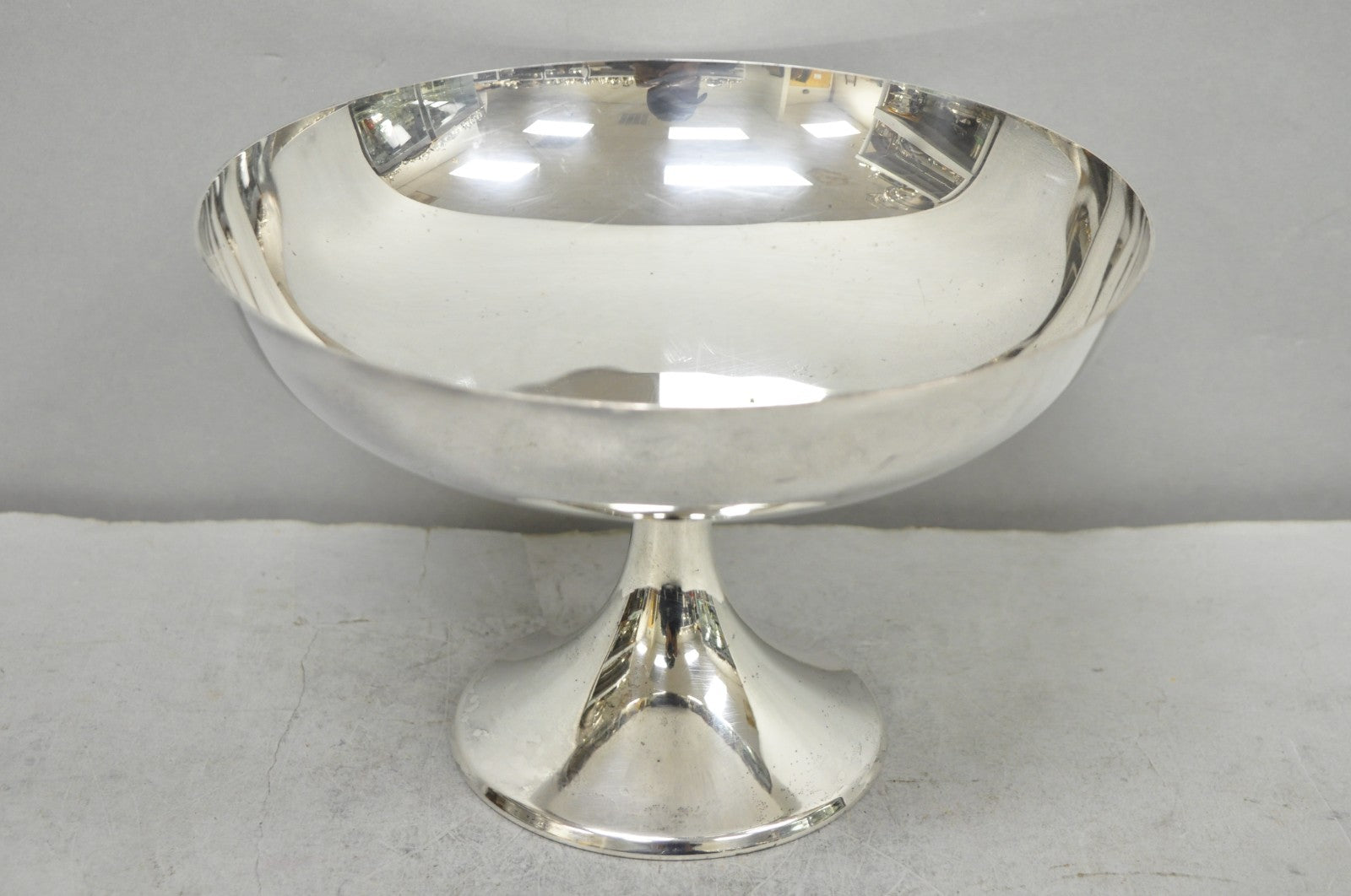 Vintage FB Rogers Mid Century Modern Silver Plated Pedestal Fruit Bowl Compote