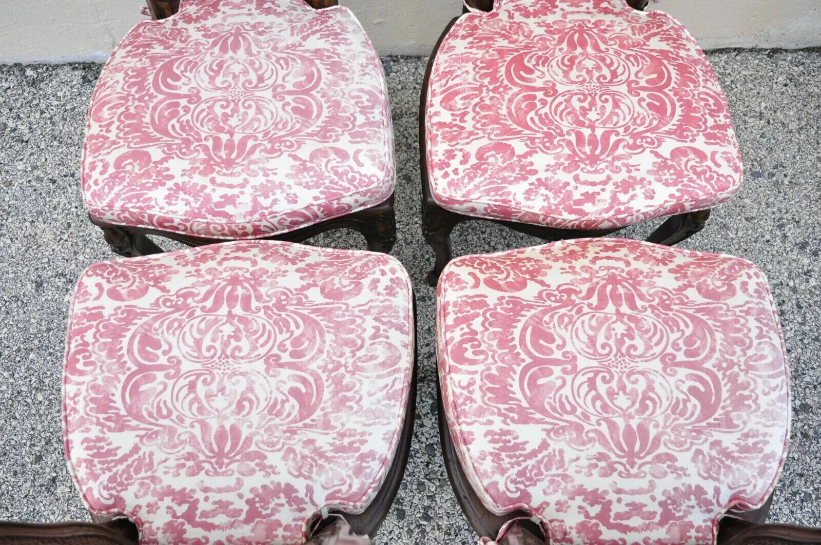 Vintage French Provincial Louis XV Walnut Cane Dining Side Chairs - Set of 6