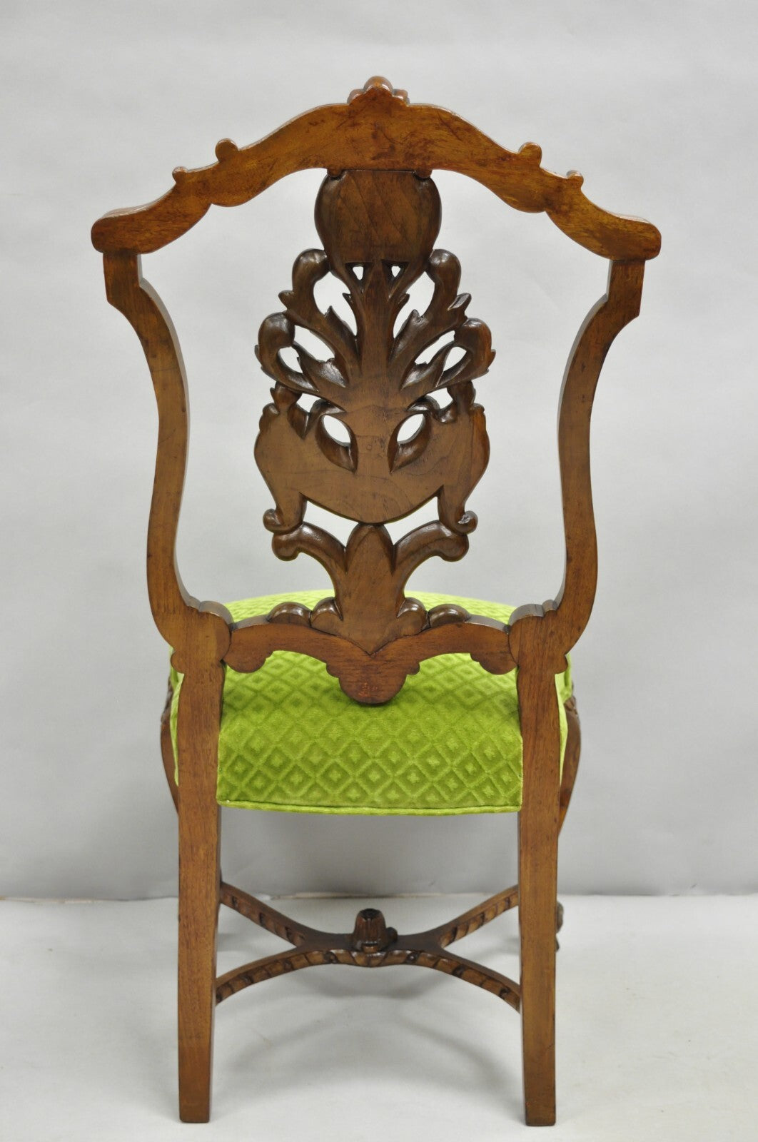 Antique French Rococo Revival Carved Walnut Dining Side Chairs - Set of 6