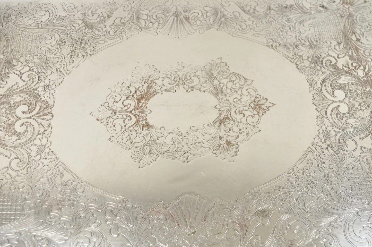 Antique English Victorian Rectangular Silver Plated Platter Bar Tray on Paw Feet