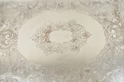 Antique English Victorian Rectangular Silver Plated Platter Bar Tray on Paw Feet