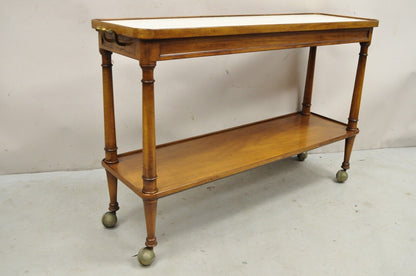 Vintage Regency Style Mahogany 2 Tier Rolling Server Narrow Bar Cart by Hadleigh