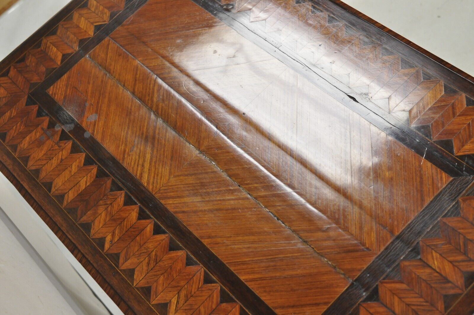 Antique French Louis XV Style Bronze Mount Marquetry Inlay 1 Drawer Writing Desk