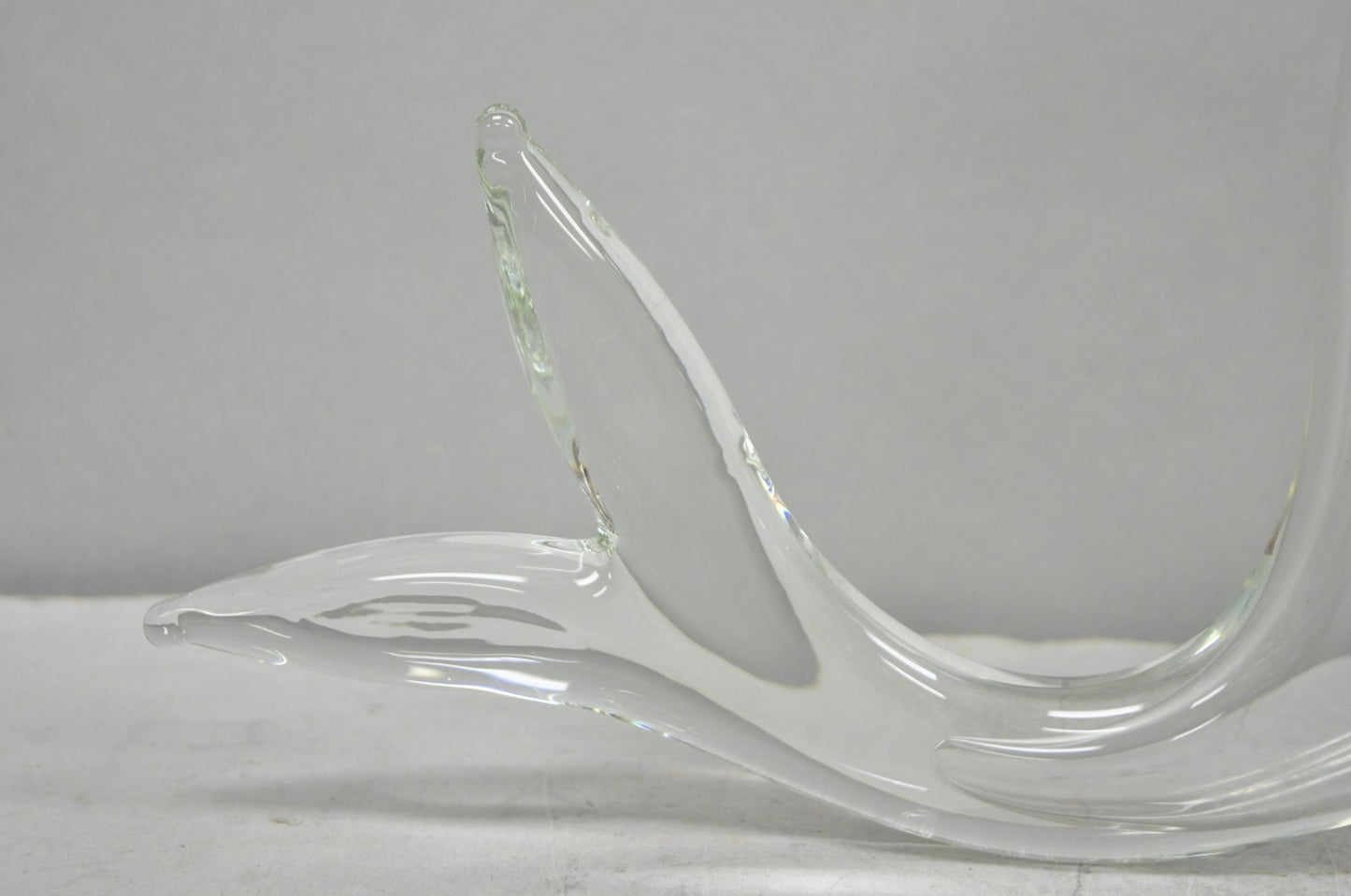 Vintage Mid Century Modern Blenko Style Amber Fin Blown Glass Fish Vase Bowl