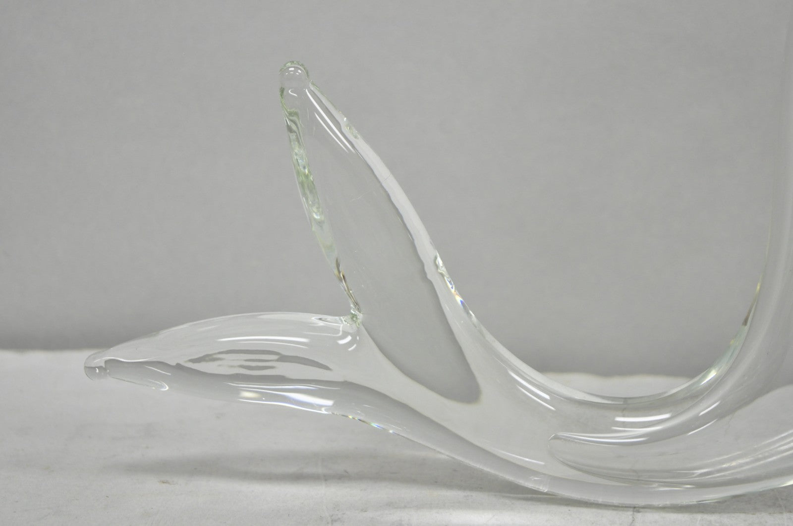 Vintage Mid Century Modern Blenko Style Amber Fin Blown Glass Fish Vase Bowl