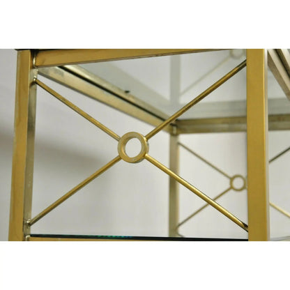 Vintage Hollywood Regency Modern Brass Plated Metal Gold X-Form Etagere Bookcase