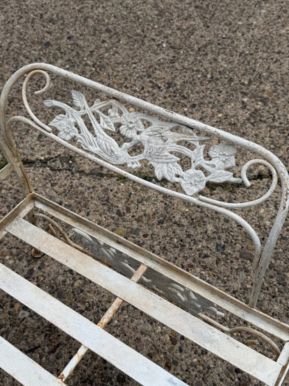 Vintage Russell Woodard "Kissing Birds" Wrought Iron Patio Lounge Chair - Pair