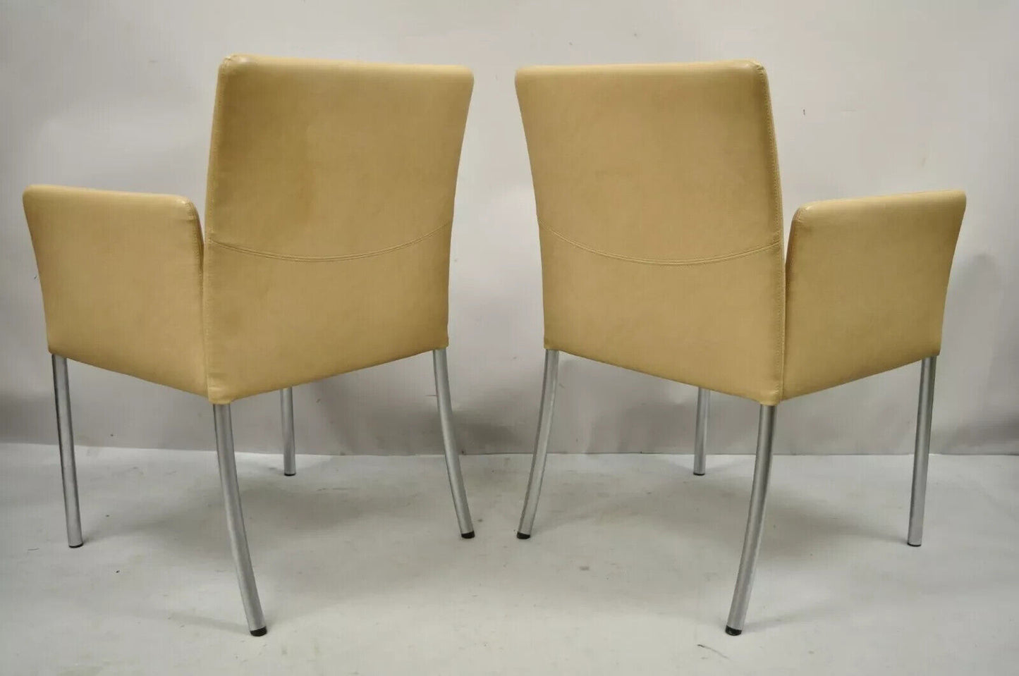 Coalesce Steelcase Beige Leather Model 1510 Switch Guest Arm Chair (A) - a Pair