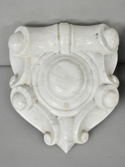 Antique Neoclassical Carved Marble Mantel Keystone Architectural Element - Pair