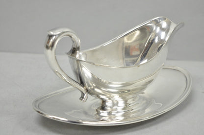 Vintage Gorham Y430 Victorian Silver Plated Gravy Sauce Boat w / Dish