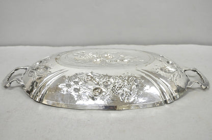 Antique Victorian Silver Plated Fruit Harvest Repousse Centerpiece Fruit Bowl