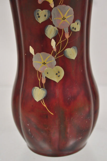 Vintage Occupied Japan Bronze Metal Red Lacquered Bulbous Pitcher by Marumi