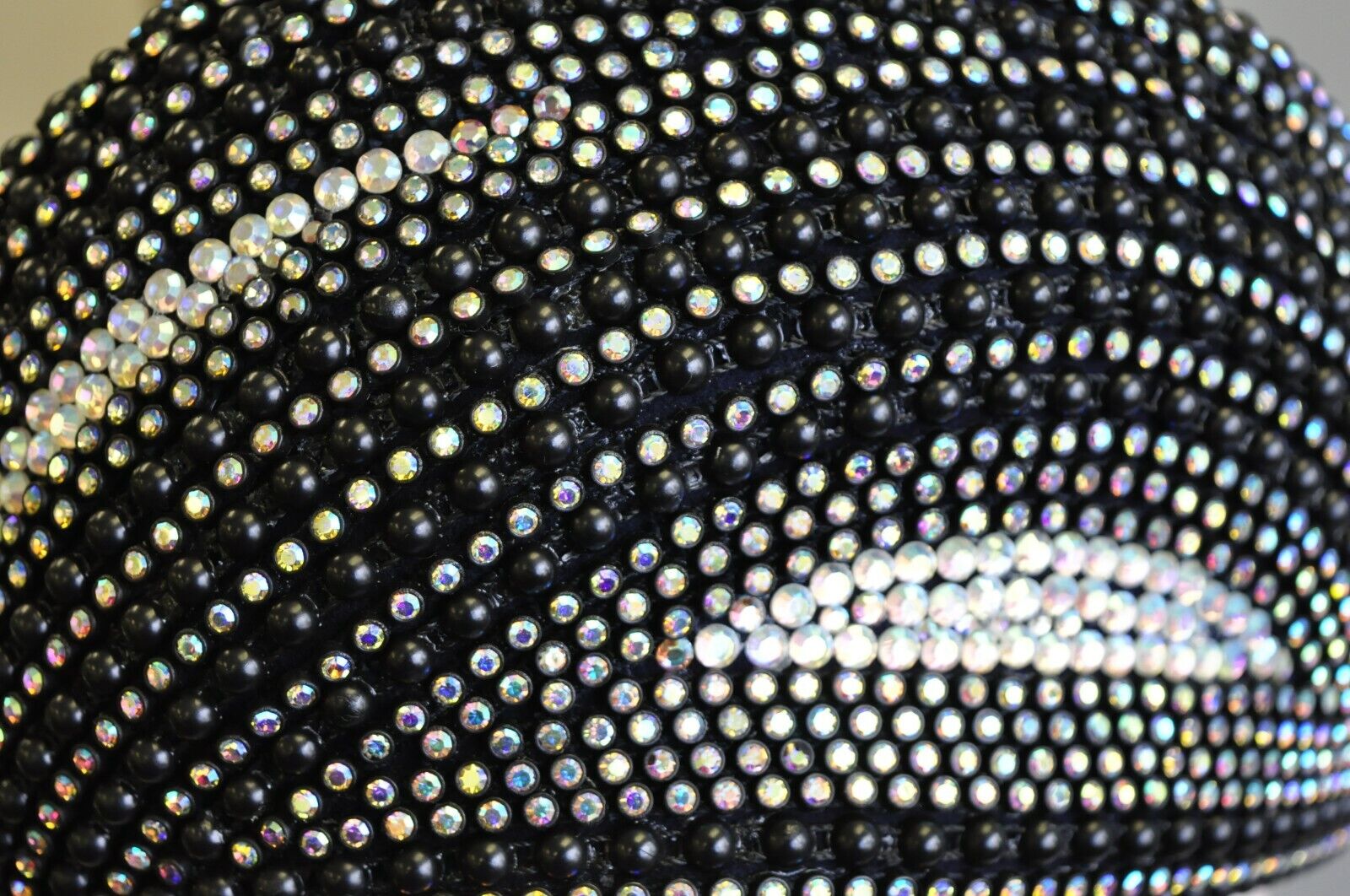 Vintage Bina Fashion Hats Black Iridescent Beaded Bejewel Derby Crown Beret Hat