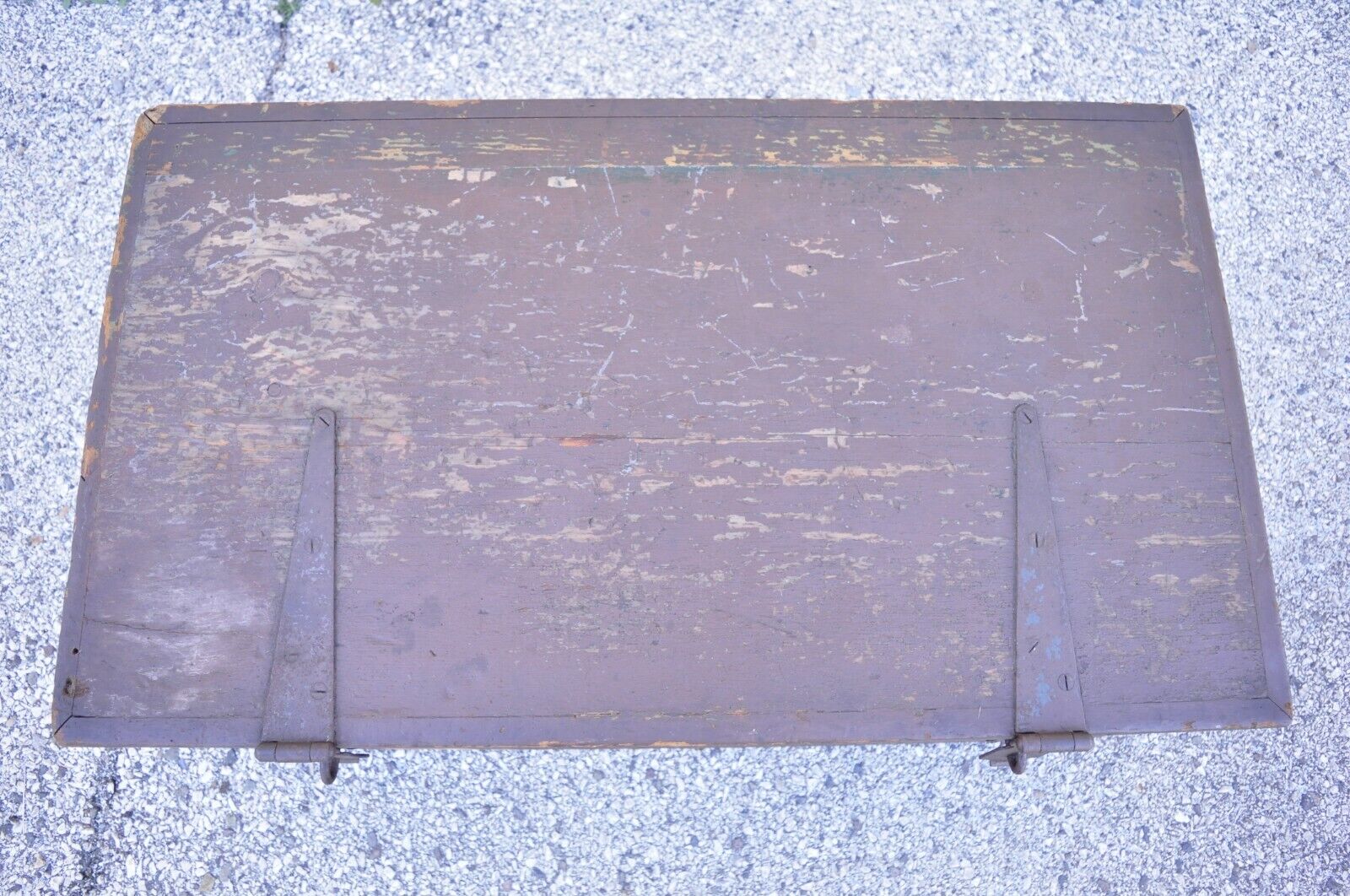 Antique Brown Painted Military Campaign Style Blanket Chest Trunk