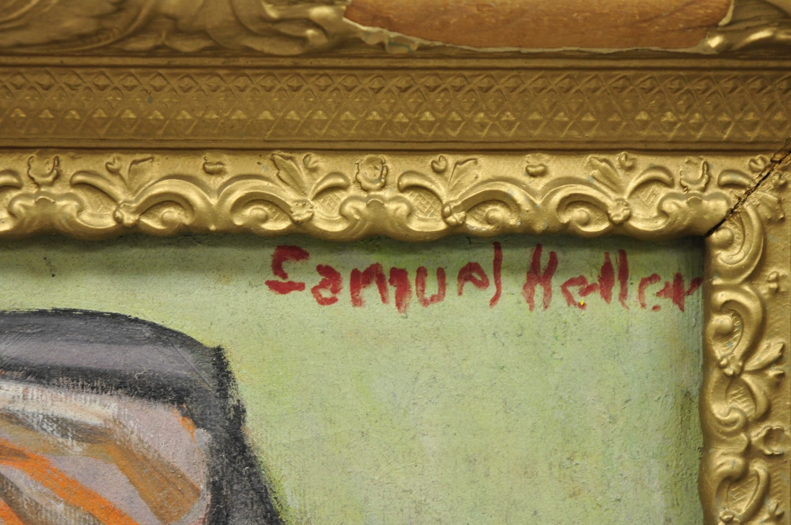 Vintage Samuel Heller "Face in Motion" Picasso Style Oil on Canvas Painting