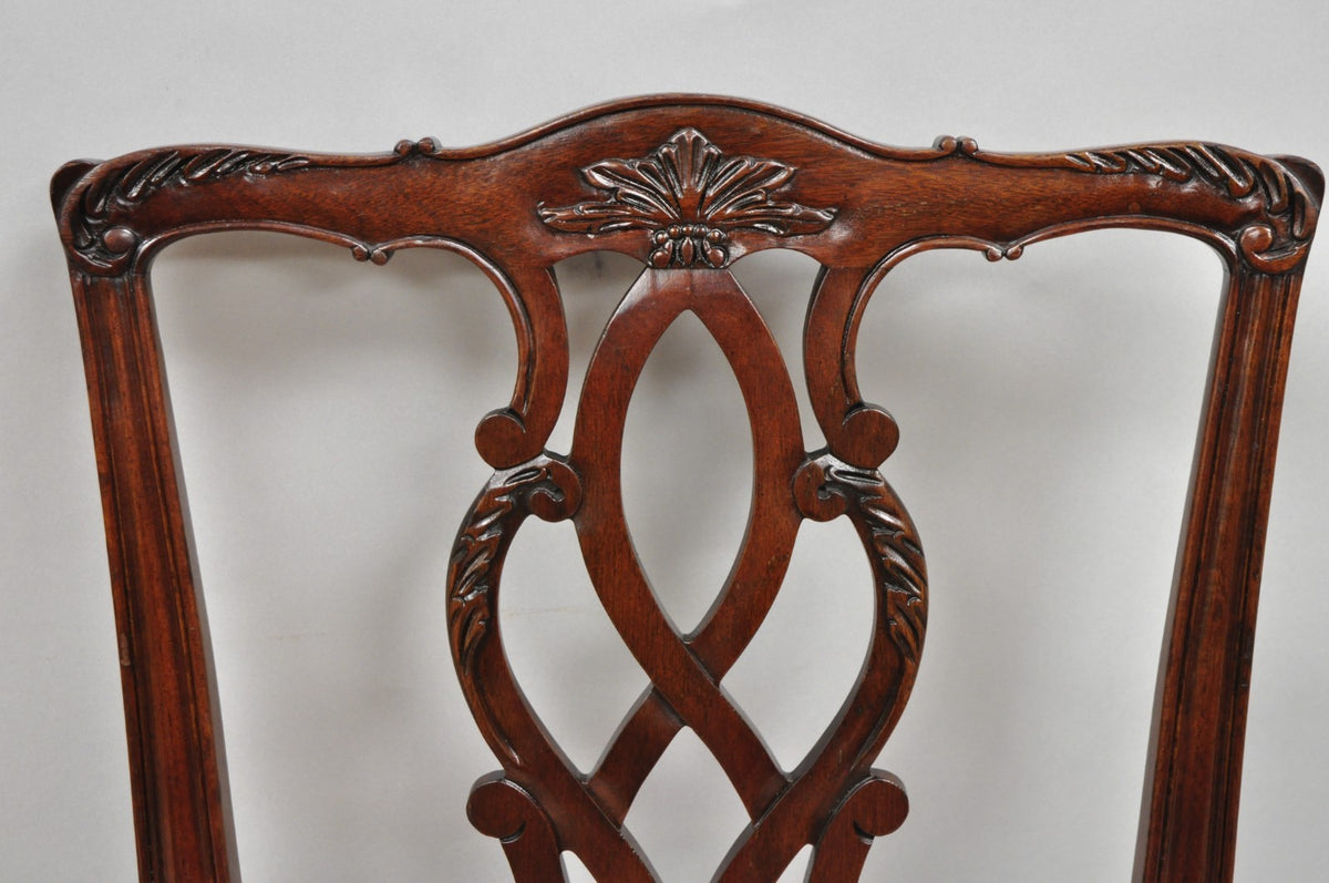 Vintage Chippendale Mahogany Ball and Claw Dining Side Chairs attr. Kindel, Pair