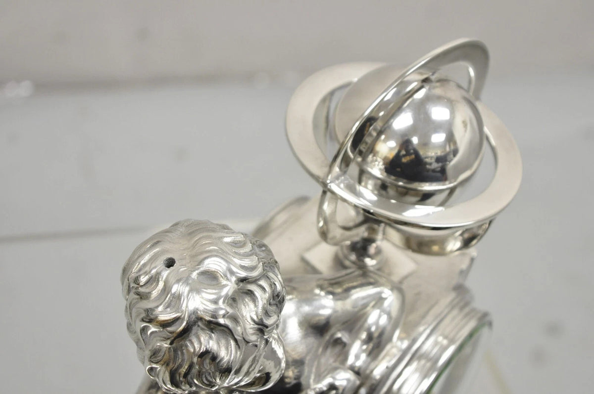 French Louis XV M Franjus Raison & Boyer Silver Plated Bronze Putto Mantel Clock