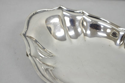 Vintage English Victorian Style Scalloped Oval Narrow Silver Plated Trinket Dish