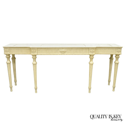 Vintage Maslow Freen English Adam Style White 3 Drawer Sideboard Console Table